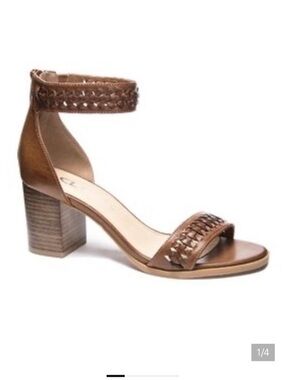 Chinese Laundry Jaxine Brown Woven Ankle-Strap Block Heel Sandals Size 8 NWOT